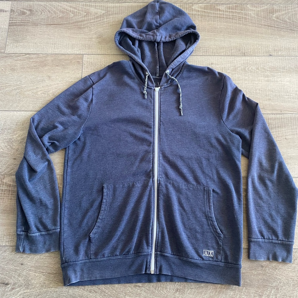 A/X Armani Exchange Men's Blue Zip-Up Hoodie - XXL